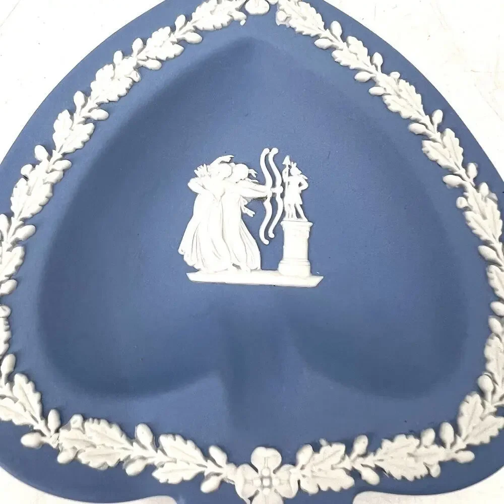 7 Pc Vintage Blue Wedgwood Jasperware Trinket Dishes Astray Plates Cup